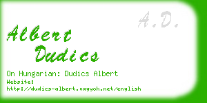 albert dudics business card